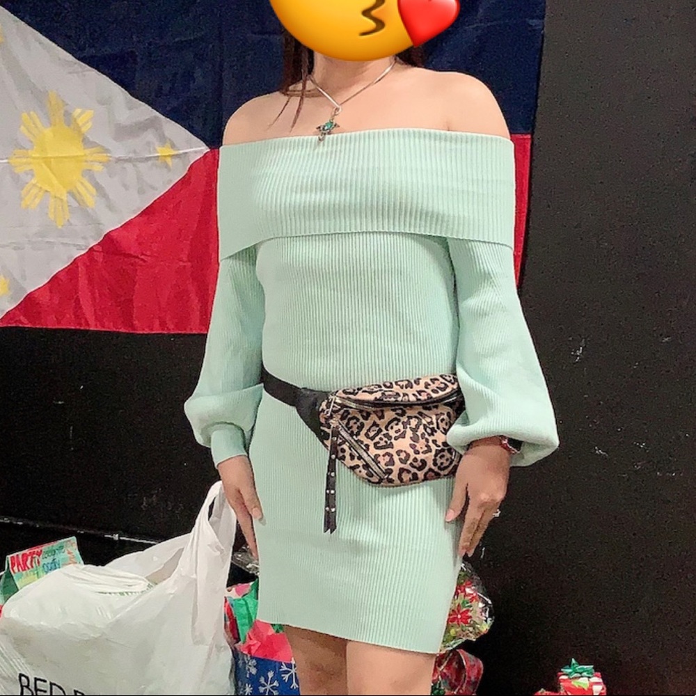 OFF SHOULDER SWEATER DRESS